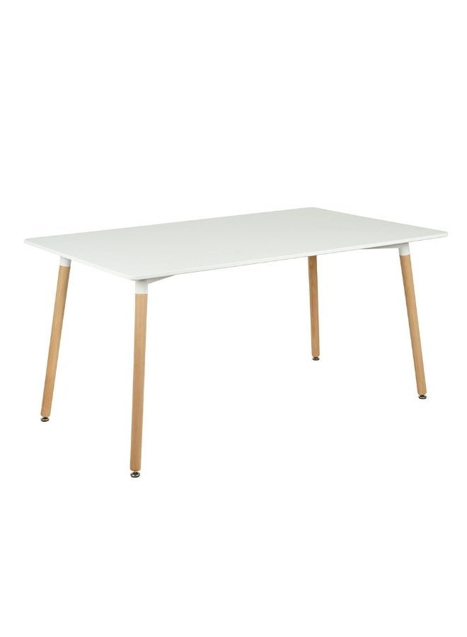 DANUBE HOME Stork 6 Seater Dining Table - Elegant White & Beech Finish, Engineered Wood & Metal, Ideal for Dining Room, L150xW90xH75cm - Stylish Furniture for Family Gatherings
