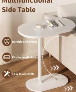 Alternative view of JOGAMS C Shaped Side Table with Metal Frame Service Table Coffee Bed Couch End Table Laptop Holder Table for Living Room Bedroom Bedside