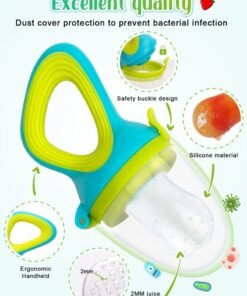 Alternative view of URbazaar 2 Pack Baby Fruit Feeder with 3 Sizes BPA-Free Silicone Pouches | Travel-Friendly Food Dispenser | Includes 2 Toothbrushes + 1 Spoon for Toddlers & Infants
