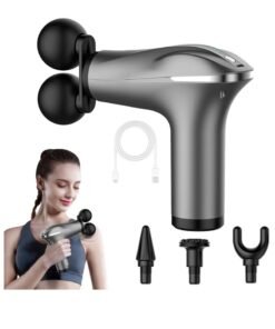 BORTONY Massager Gun Pro Deep Tissue Therapy Pain Relief Body Massager Tool Double-Headed Electric Vibration Percussion Muscle Quiet Massage Device 6 Speed Portable Handheld Back Massager