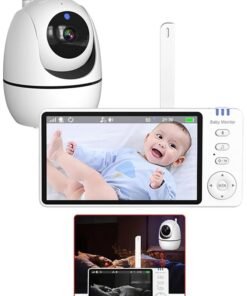ZCM-HAPPY 5 Inch HD Baby Monitor with Remote Pan Tilt Zoom Camera, Wireless Infant Monitor with 2 Way Audio and Hypnotic Music, Night Vision, Temperature Display and Soothing Lullabies, Baby Moniter Wireless Camera