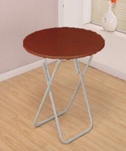C&C Home Multipurpose Round Durable Folding Desk Portable Strong Iron Frame Table Center Table for Living Room Home Office Kitchen Furniture 60x60x70 cm