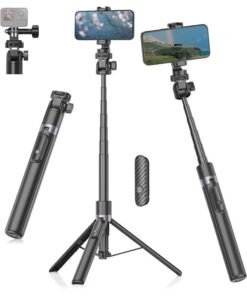 TONEOF 173cm Selfie Stick Tripod for Action Camera All-in-1 Phone Tripod with Wireless Remote Control,with 360° Rotatable Phone Holder,Portable Tripod Monopod Stand compatible with iPhone/Android