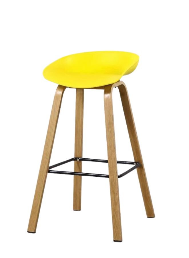 High Stool for Office, Lobby, Clubs, Bars, Reception, Bar Stool with Wooden Legs, Yellow