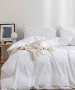 LUNA Home Queen Size 6-Piece Premium Quality Bedding Set in Solid White, No Filler Included.