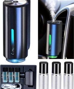 DMG TECH Car Air Freshener Rechargeable Car Fragrance Diffuser 3 Level Adjustable Smart Car Diffuser 3 Bottles of Cologne
