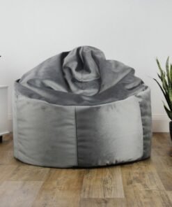 COMFY CLASSIC ADULT GREY VELVET BEAN BAG WITH VIRGIN BEANS FILLING 8