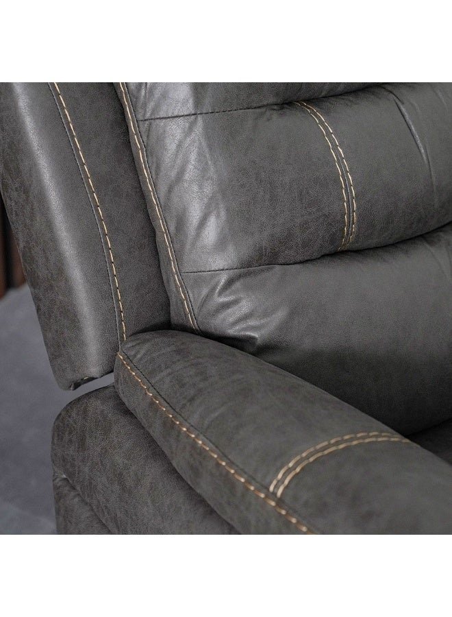 DANUBE HOME Adric Recliner Faux Leather Sofa Accent Relaxing Chair Metal Leg Single Seater Modern Design Living Room Furniture Dark Grey Dark Grey 82x80x98cm - Image 4