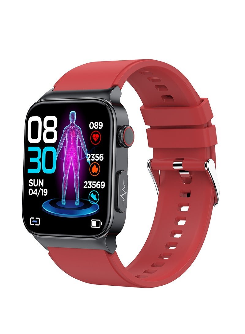 AROAQ Smart Watch, Fitness Tracker With Heart Rate Monitor, Red Silicon Multifunctional Smart Watch, Waterproof Activity Tracker For Android And Ios Phones