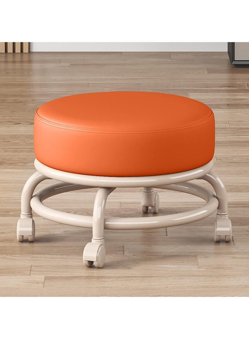 DubaiGallery Rolling Stools with 4 Wheels, Modern Low Seat Stool with Wheels for Home, Office, Shop, Living Room, Kitchen, Garage or Sofa, Footstool, Modern Rolling Seat
