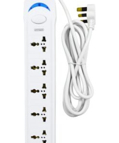 Unipower Power Strips EX-1701 Extension Cord with 5 way Outlets with switch, Universal Plug Adapter, Charging Socket with 3 meter Extension Cord (White)