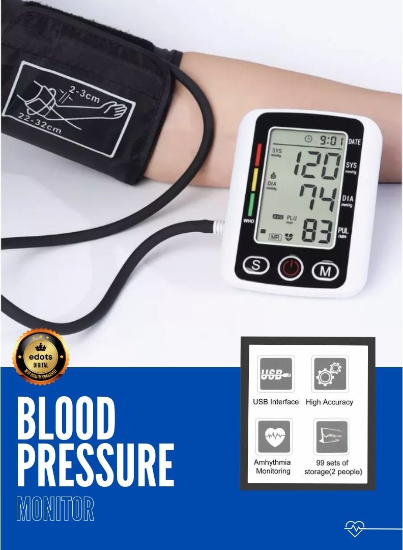 Arm Style Advanced BP Monitor (6 Months Warranty) with Voice Function, Arrhythmia Detection, High Accuracy & Large Display