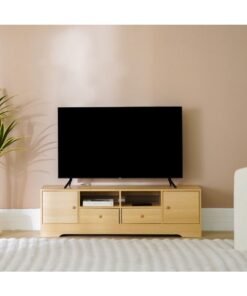 DANUBE HOME New Rhaze Tv Cabinet Modern Design Wall Unit Furniture Wooden Tv Stand Tv Rack Media Center For Living Room Bedroom L140Xw40Xh42Cm-Oak
