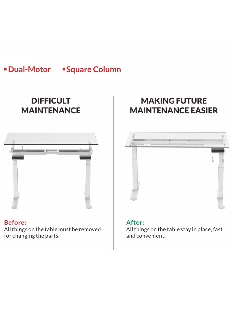 Flexispot Standing Desk Dual Motor 3 Stages Electric Stand Up Desk 120cmx75cm Height Adjustable Desk Home Office Desk White Frame + Oak Desktop - Image 3