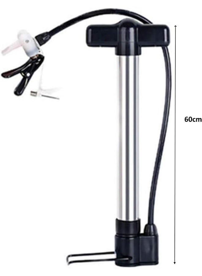Biella Portable Bicycle Air Pump Tire Inflator - Floor Tire Hand Foot Activated Pump For Basketball Football Balloons Toys Etc - Image 2