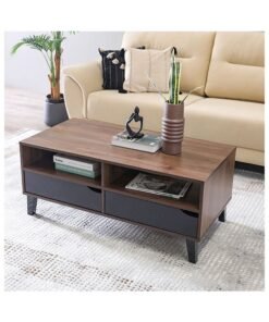 DANUBE HOME Jilly 2 Drawer Coffee Table Multifunctional Living Room Desk Space Saving Center Table Modern Design Furniture For Home Living Room L 110 x W 55 x H 47 cm Columbia/Black