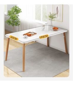 CityRiya-Long Dining Table, White Kitchen Table, Modern Breakfast Table Desk, Leisure Coffee Table for Living Room/Office/Meeting Room Kitchen Lounging Cafeterias, Rectangle Table 100cm - Image 3