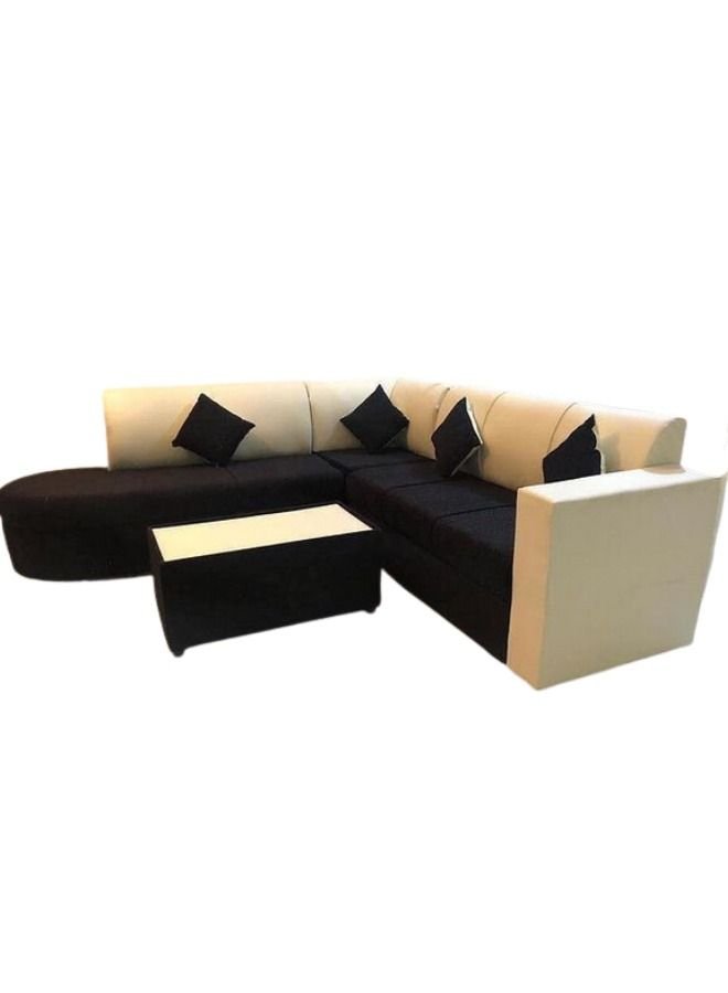 Maharat Al Bahar L Shape Mab Foux Lather Sofa Set 5 Seater with table brown/Beige 250x80x80