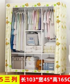 Simple Wardrobe Fabric Steel Frame Single Double Cloth Wardrobe Storage Simple Modern Economical Bedroom Assembled Wardrobe