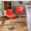 2 PCS Bar Stools Bar Chairs PU Leather Adjustable Swivel Chair with Back and Footrest Coffee Chair for Home Kitchen（Orange）