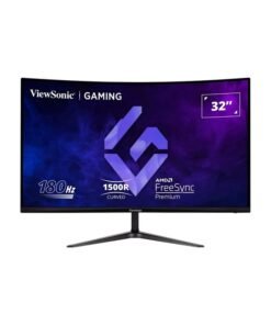 ViewSonic 32 inch FHD 180Hz 1500R Curved Gaming Monitor, 1ms response, AMD FreeSync™ Premium, Mega Dynamic Contrast, 2W Dual Speakers, Eye-care Technology, ECO-Mode black
