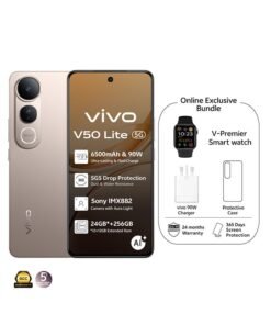 vivo V50 Lite AI 5G Dual SIM Titanium Gold 12GB RAM 256GB With Exclusive Gifts Smart Watch And 24 Months Warranty + 1 Year Screen Replacement (Charger and Case Inside the box) - Middle East Version
