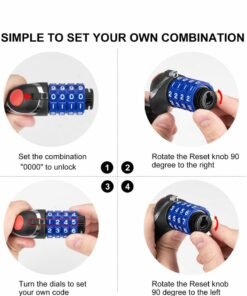 Barakah Bike Lock with LED Night Light 4-Digit Resettable Number Combination Cable Lock High Security Chain Lock for Bicycle Outdoors and Other Items That Need to Be Secured, 120cm/12mm (Black) - Image 5