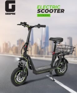 GEEPAS 12" Electric Scooter with Suspension | 25 Km/hr , Brake Lights, Front & Rear Suspension| Rear Basket, Adjustable Speed Powerful performance | GEST63090 Black