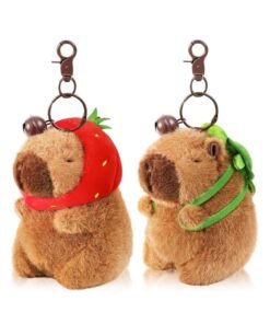 Barakah 2Pcs Capybara Plush Keychain, Kawaii Capybara Stuffed Animals Dolls Pendant, Realistic Capybara Stuffed Animals Toy, Capybara Pendant, for Backpack Decoration Gift for Kids