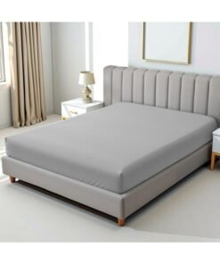 Hotel Linen Klub 1-Piece Stripe Fitted Sheet-  Luxury Hotel Collection, 100% Premium Cotton with Smooth Sateen Texture, Deep Pocket with Durable Elastic Edges – Size: King Cotton Silver 200x200cm