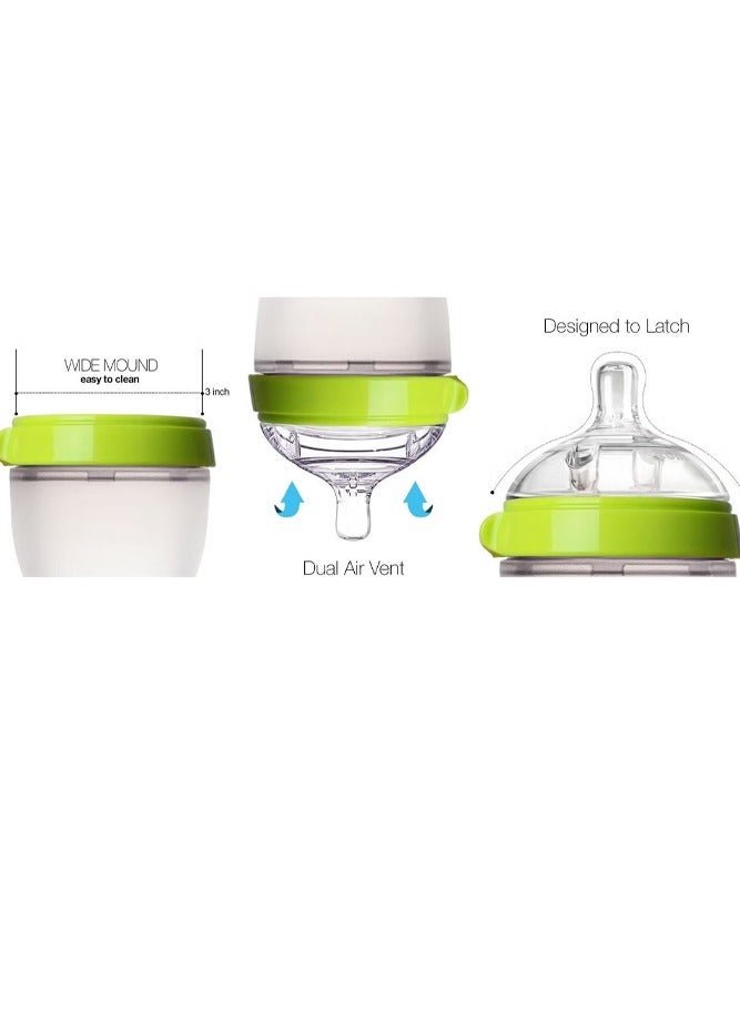 Bebiland 150ml Natural Feel Baby Bottle, Soft and Squeezy, Easy to Clean, Dual Anti Colic Vent Bottle for Baby, Infants and Newborn(Green) - Image 2
