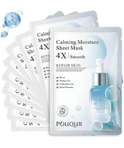 POUQUR 10 PCS Korean Face Masks, Collagen Mask with Salicylic Acid, Soothing & Skin Repair, Deep Hydrating & Moisturizing Facial Sheet Mask for Clear & Radiant Skin