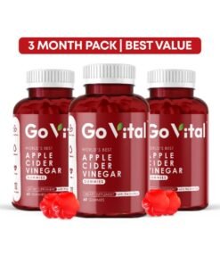 GO VITAL Apple Cider Vinegar Gummies – Original USA Formula | Pack of 3 (180 Vegan Gummies) for Fat Burning & Metabolism Support with Vitamin B12 & Folic Acid