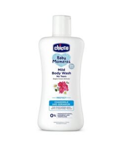 Chicco Baby Moments Mild Body Wash - Protect, 200Ml |With Chamomile & Geranium|No Tears Formula With Natural Ingredients For Moisturized Skin|Phenoxyethanol, Parabens & Lauryl Sulphates Free