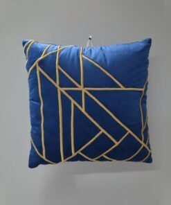 DANUBE HOME Gleam Luxury Velvet Cushion Decorative Sofa Throw Pillow Covers Luxury Style Cushion Case Pillow With Aari Work Blue 45X45Cm
