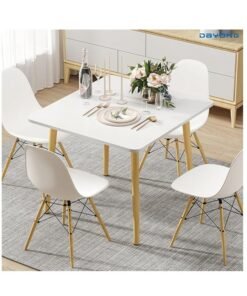 Dining Table, Modern Coffee Table Lunch Table with Solid Wooden Legs, Simple Square Side Desk Kitchen Table for Small Space Like Home Living Room Kitchen Dining Room Lounging Cafeterias (Square, 80 * 80 * 73CM)