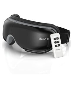 RENPHO Eye Massager With Heat And Vibration, Remote Control, Compression Bluetooth Music Temple Eye Massage Mask Rechargeable-Black