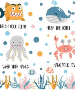 BPA Sea Animal Bathroom Rule Wall Decals