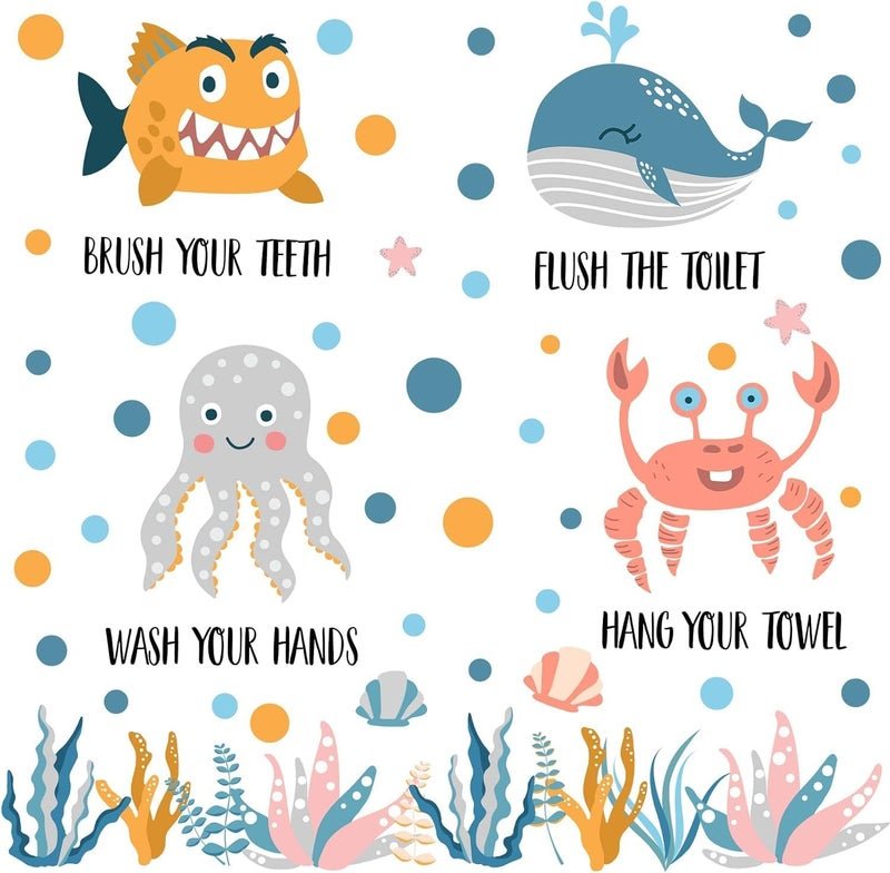 BPA Sea Animal Bathroom Rule Wall Decals
