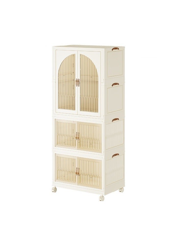 Organized Home Portable Kids Closet Children's Wardrobe Collapsible Plastic Baby Clothes Large Cabinet Bedroom Quick Install Toddler Dresser with Hanging Rod and Door