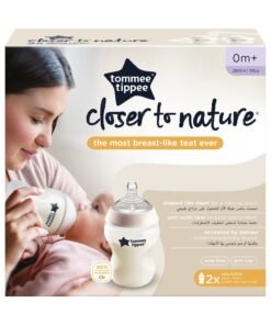 Alternative view of tommee tippee Pack Of 2 Closer To Nature Baby Feeding Bottles With Anti-Colic Valve, Slow-Flow, 0 Months +, 2 X 260 ML, Clear