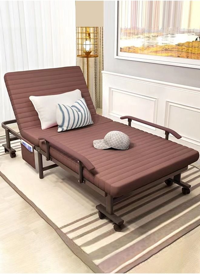 CityRiya-Long Folding Bed Portable Bed Foldable Bed for Camping Rollaway Guest Bed with Mattress for Adults Adjustable Reclining Chairs Fold Up Bed with Memory Foam Mattress