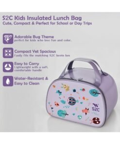 Alternative view of S2C LittleZen Kids Bento Lunch Box – Leak-Proof Compartmented Stainless Steel Lunch Box with Spoon | Microwavable BPA-Free Tray & Anti-Slip Base