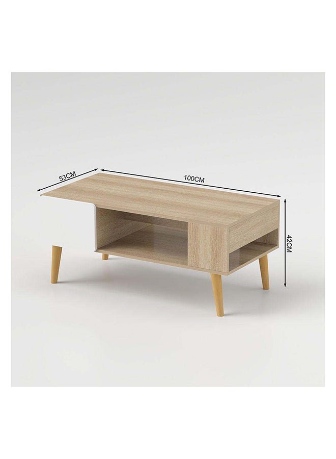 DANUBE HOME Adonia Coffee Table Multifunctional Living Room Desk Space Saving Center Table Modern Design Furniture For Home Living Room L 100 x W 53 x H 42 cm Oak - Image 4