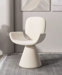C&C Home Modern Sculptural Swivel Accent Chair with Solid Wood Core and Soft Velvet Upholstery, 360-Degree Rotating Designer Chair Featuring Curved Backrest and Pedestal Base for Contemporary Dining, Living, or Statement Interiors 55 x 58 x 82 cm.