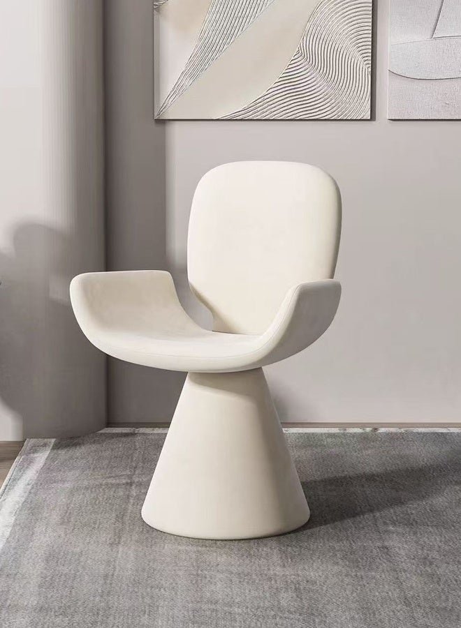 C&C Home Modern Sculptural Swivel Accent Chair with Solid Wood Core and Soft Velvet Upholstery, 360-Degree Rotating Designer Chair Featuring Curved Backrest and Pedestal Base for Contemporary Dining, Living, or Statement Interiors 55 x 58 x 82 cm.
