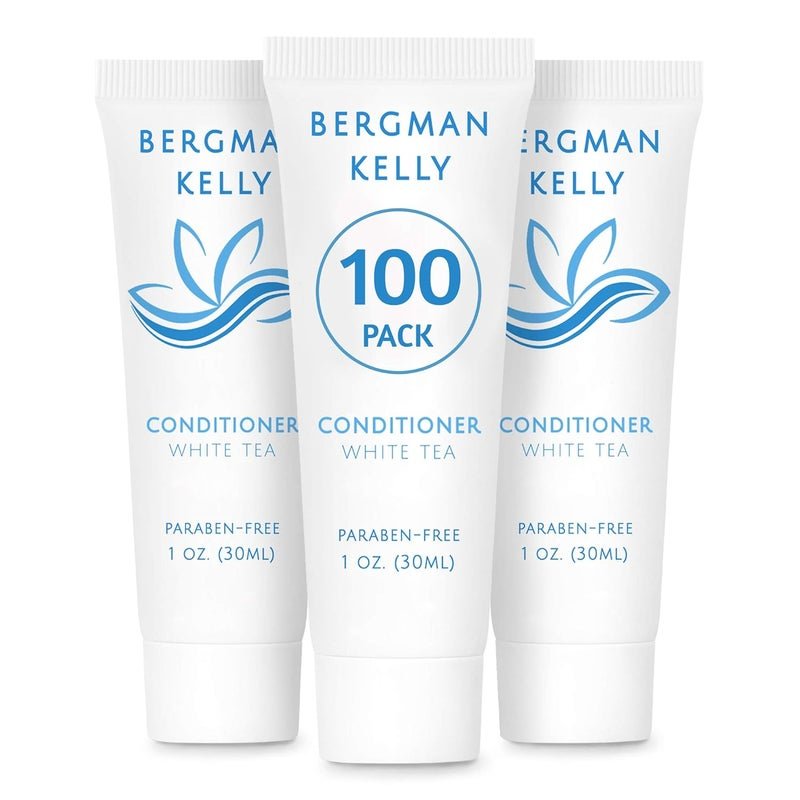 BERGMAN KELLY Hotel Conditioner 1 Fl Oz 100 PK White Tea Delight Your Guests with Revitalizing and Refreshing White Tea Travel Conditioner Quality Small Amenities Hotel Toiletries in Bulk