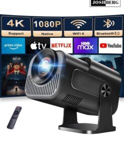Joshberg 4K Full HD Projector,1080P Smart Projector with 180° Rotation, Portable Projector WiFi 6 & Bluetooth 5.0 Support,Featuring Auto Keystone Correction,HDMI/USB Connectivity Projector,HY320 Mini,Black