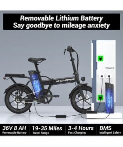 Wind Horse Folding Electric Bike with 350W High Speed Motor, 36V 8AH Battery, 40 KM/H Speed, 35 KM Range, Dual Disk Brakes, Carbon Alloy Frame and 16-Inch Tires, Portable Electric Bike with Dual Seat - Image 5