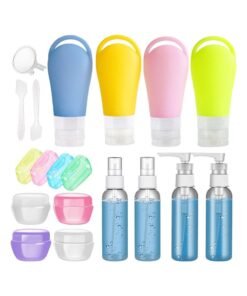 21 Pack Leak Proof Silicone Travel Bottles Set ELECDON TSA Approved Squeezable Containers For Toiletries Size Accessories And Shampoo Conditioner With Tags (BPA Free)